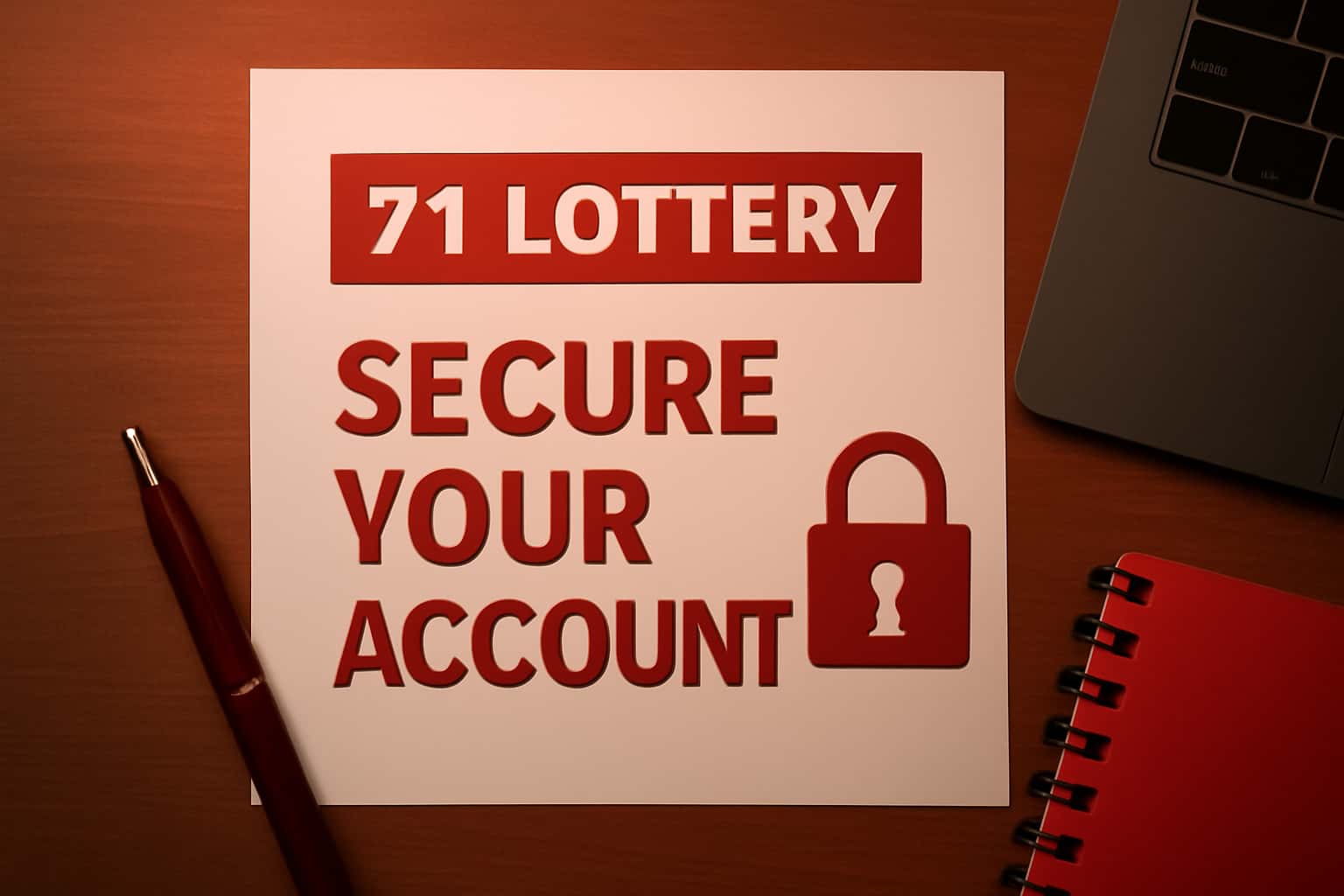 An educational visual representation of securing an account on the 71 Lottery platform.