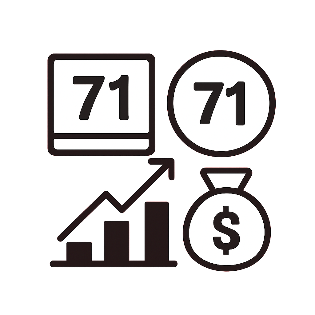 An icon symbolizing the guide to 71 Lottery features.