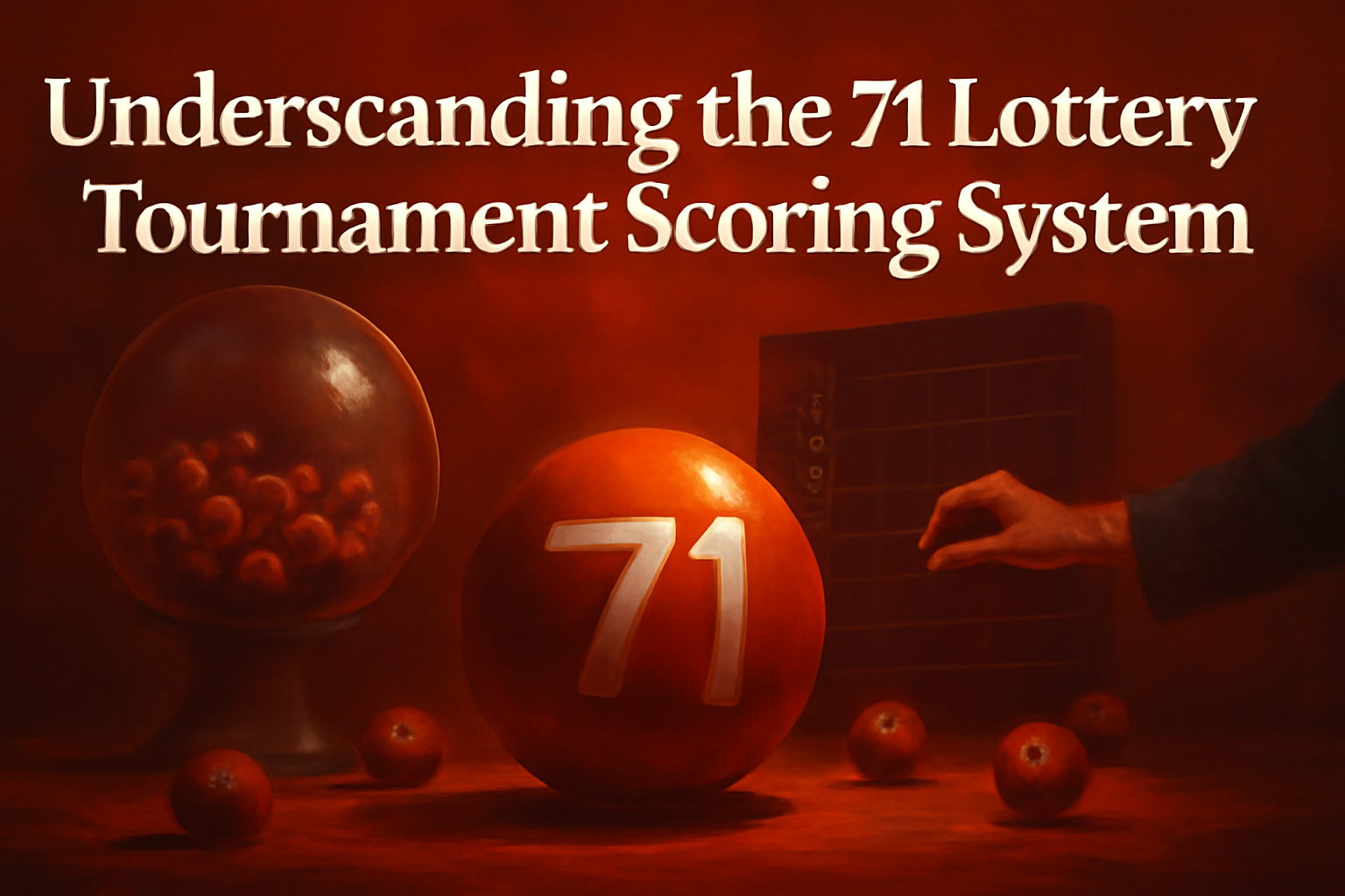 An informational graphic showcasing the 71 Lottery Platform Overview with modern design elements in #cf2326.