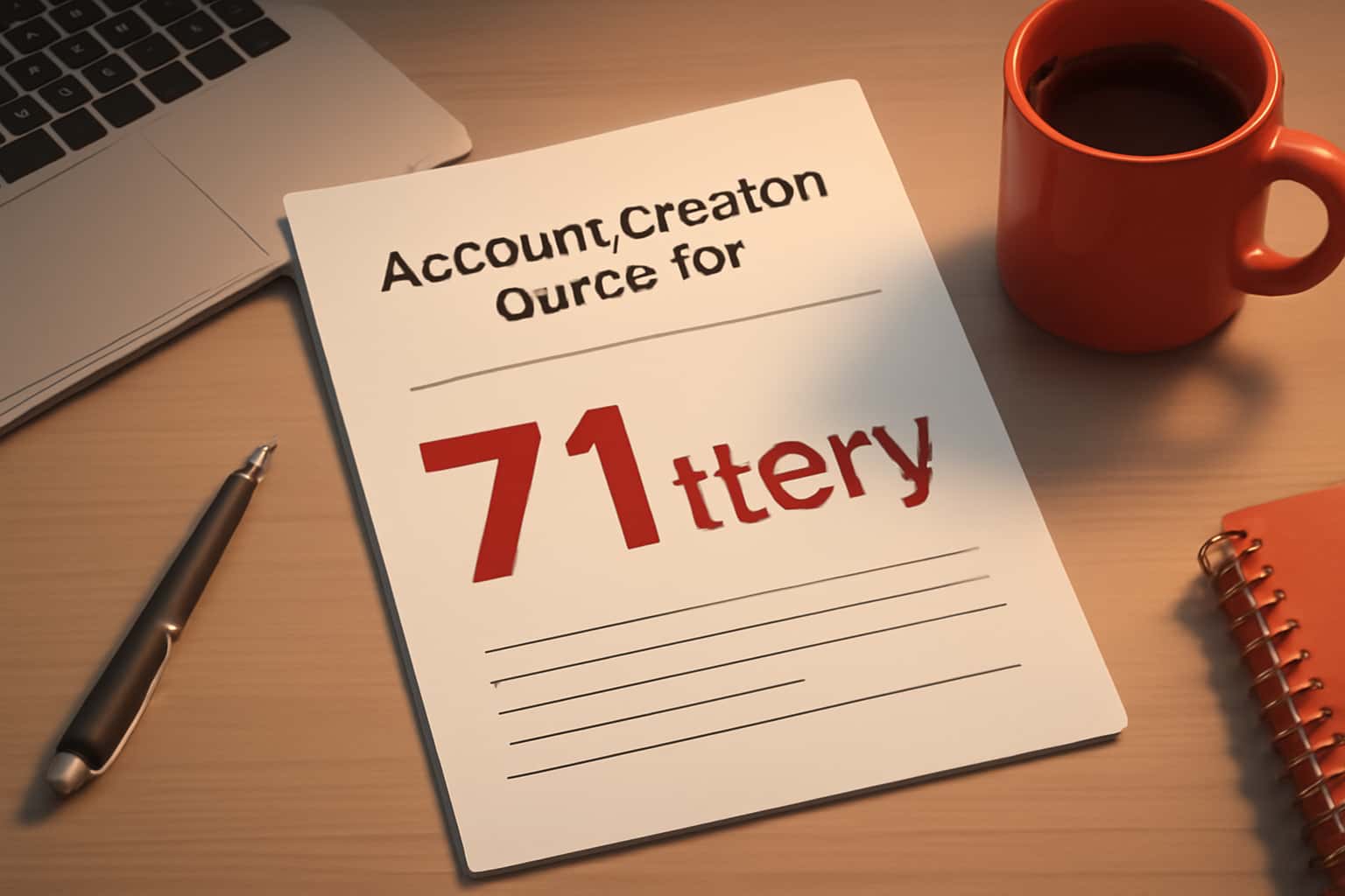Informational scene depicting the account creation process for 71 Lottery