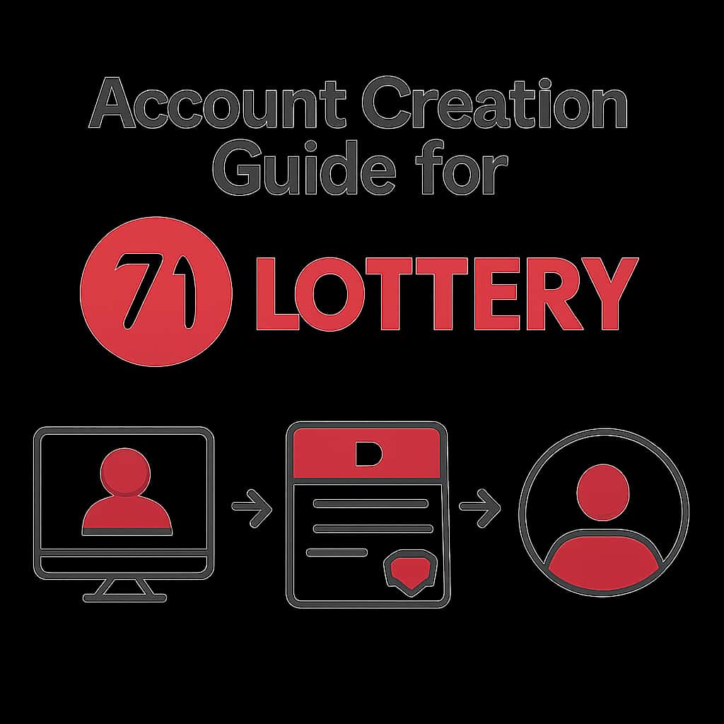 Illustration showing the steps for creating an account on 71 Lottery
